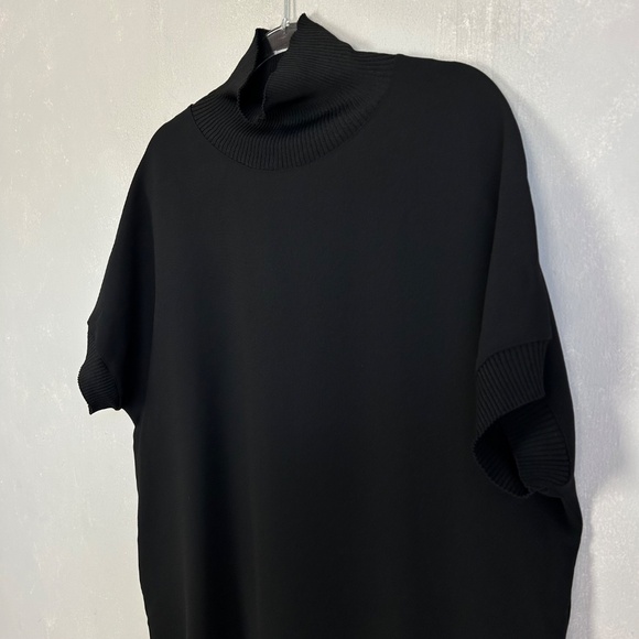Vince women size M high neck dolman sleeve blouse black oversized hi low hem - Picture 4 of 9
